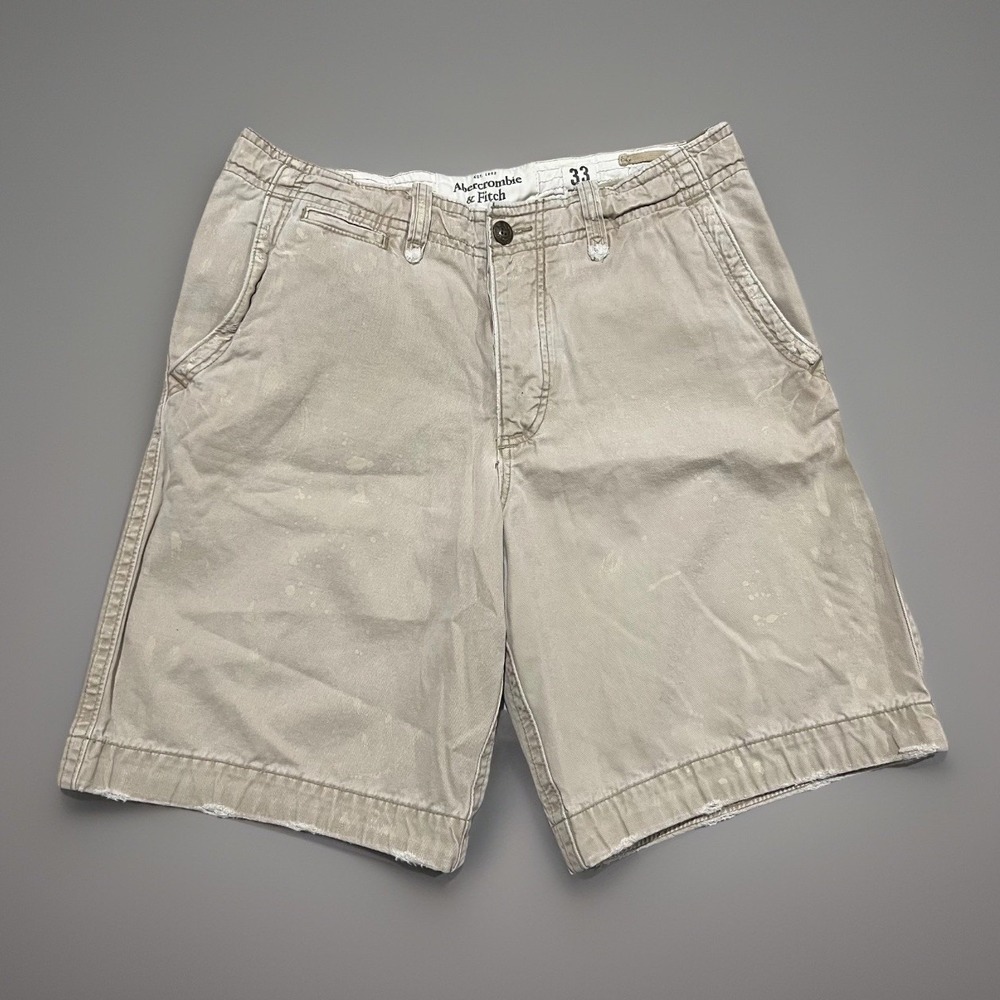 Abercrombie & Fitch Mens Beige Y2K Irregular Fit 10" Drawstring Heavy Shorts 33